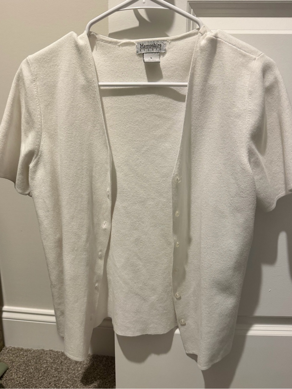 Hampshire Studio Classics White Short Sleeve Button Cardigan